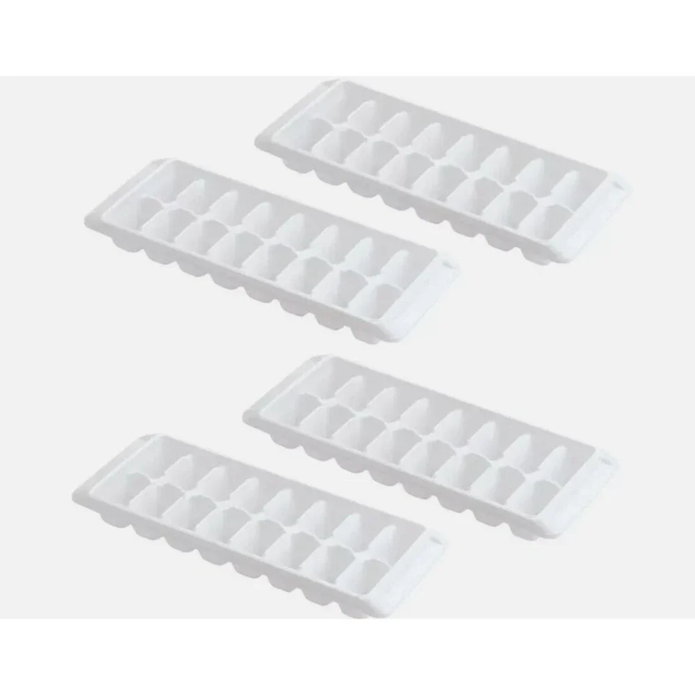 Rubbermaid Easy Release Ice Cube Tray Plastic White Rectangular (4-Pack)  New